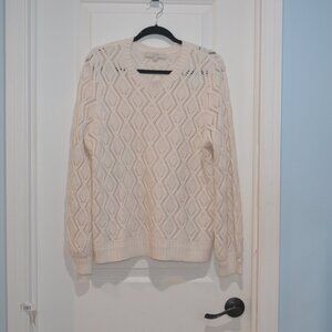 Pre owned , Loft Open Knit sweater. Size XL Color Ivory.